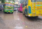 आईएसबीटी बस अड्डा तालाब बना पहली बरसात में