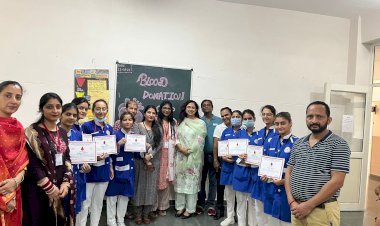माता पद्मावती कॉलेज में रक्तदान शिविर आयोजित