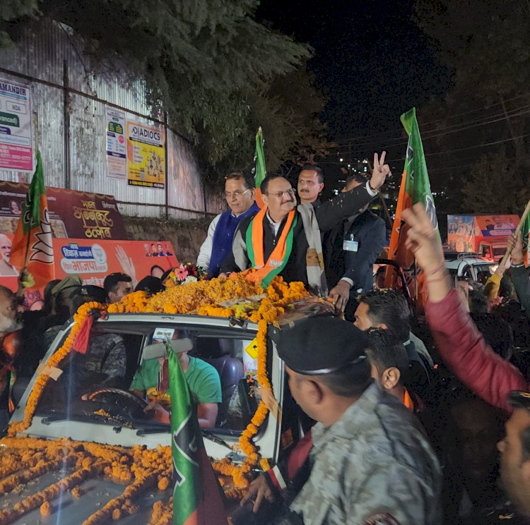 नड्डा ने कसुम्पटी विधानसभा क्षेत्र में बीसीएस से लेकर सेक्टर 2 के बस स्टैंड तक रोड शो निकाला।