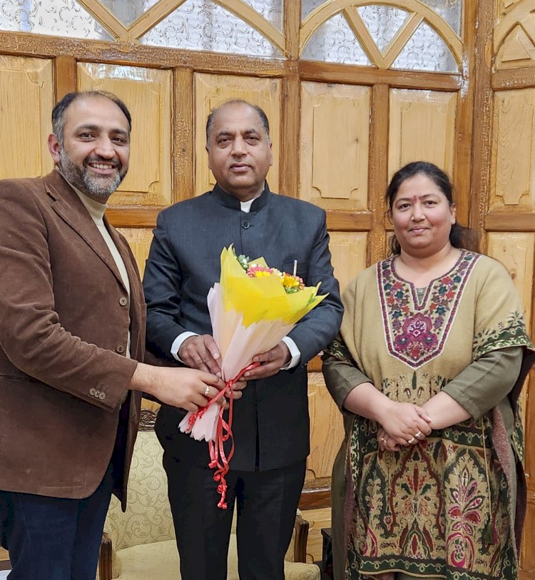 पूर्व मुख्यमंत्री जयराम ठाकुर को भाजपा विधायक दल का नेता चुने जाने पर  बधाई दी