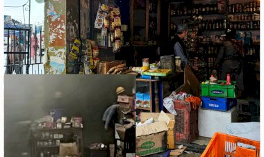 पंचायत भवन में एक दुकान में लगी आग....