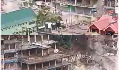 आनी के न्यू बस स्टैंड के समीप  लगभग आधा दर्जन मकान जमींदोज ......