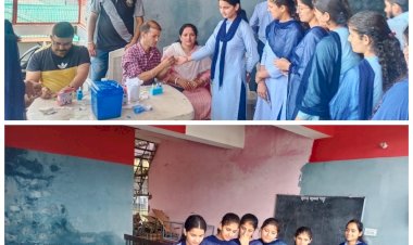 4 छात्रों का रक्त समूह नेगेटिव  76 पॉजिटिव मिला......ड्रॉप्स ऑफ  होप गु्रप डाइट नाहन में रक्त जांच ग्रुप शिविर का आयोजन......