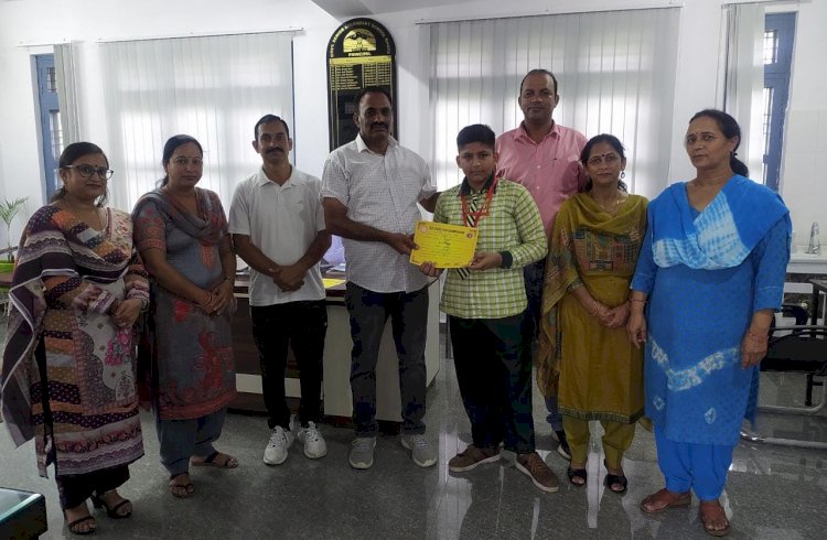 जूडो के गोल्ड मैडलिस्ट हर्ष को किया पुरस्कृत.....