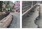 सड़क पर पैदल चलने वाले लोगों की जान जोखिम में.. प्रमुख सड़क से ध्वस्त किए जा रहे फुटपाथ...