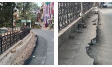 सड़क पर पैदल चलने वाले लोगों की जान जोखिम में.. प्रमुख सड़क से ध्वस्त किए जा रहे फुटपाथ...