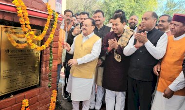 जेपी नड्डा बिलासपुर पहुंचे, दीपकमल का शिलान्यास किया, बिंदल- जयराम ने  अगवानी की