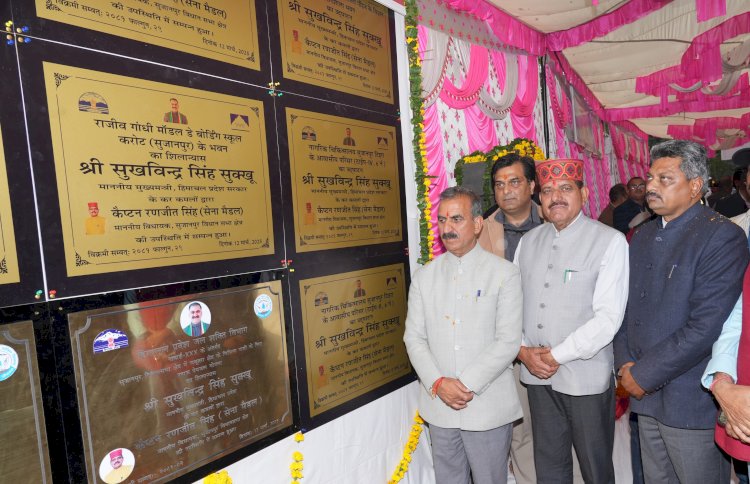 मुख्यमंत्री ने सुजानपुर विधानसभा क्षेत्र के लिए 43.64 करोड़ रुपये की विकासात्मक परियोजनाओं के उद्घाटन एवं शिलान्यास किए