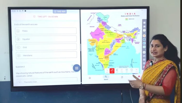 करियर अकादमी स्कूल :  डिजिटल बोर्ड द्वारा अब स्कूल बैग का बोझ होगा कम।