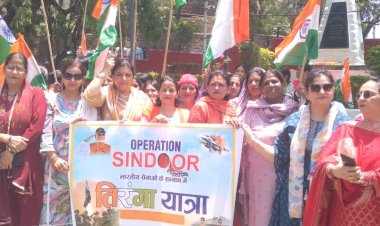 सेना के सम्मान में भाजपा महिला मोर्चा की नाहन में तिरंगा यात्रा