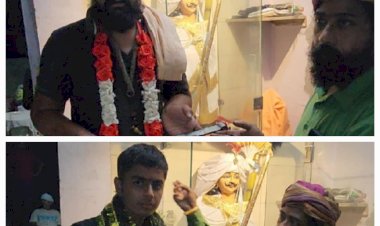 शहजादपुर के प्रीत और मंदीप ने नहानिया बाबा के दरबार तक  दंडवत यात्रा पूरी की