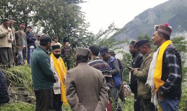 उपायुक्त किन्नौर ने जिला के मीरू गांव में हुए भूस्खलन का जायजा लिया