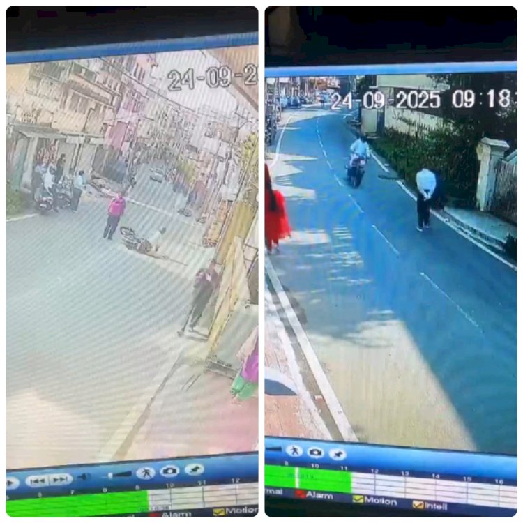 नाहन : तेज रफ्तार बाइकर ने पहले राहगीर को टक्कर मारी फिर सामने से आ रही बाइक से जा भिड़ा