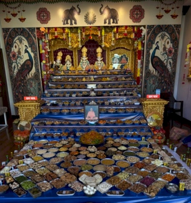 न्यू शिमला स्थित स्वामिनारायण अक्षरधाम मंदिर में अन्नकूट त्सव मनाया गया