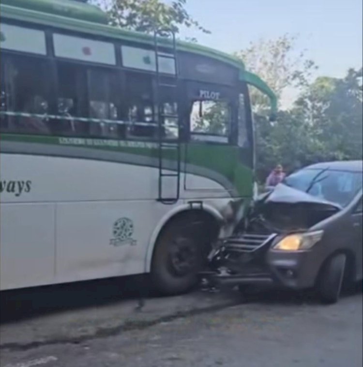 नाहन: नेशनल हाईवे पर हुआ हादसा, बनकला के नजदीक निजी बस-कार भिड़ंत...