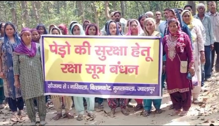 नाहन: पांवटा क्षेत्र में महिला शक्ति ने हुंकार भरी, नही करने देंगे पेडों का कटान बांधे रक्षा सूत्र...